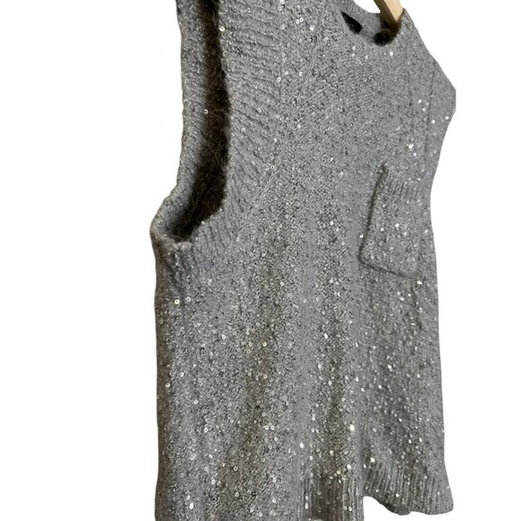ATM Anthony Thomas Melillo Sequin Sweater Size Medium Gray Alpaca Wool Blend - Picture 4 of 6